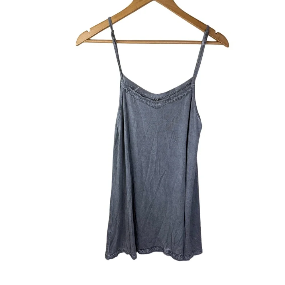 POL Womens Dark Gray Small Distressed‎ Tank with Adjustable Straps Boho Grunge - Picture 4 of 5